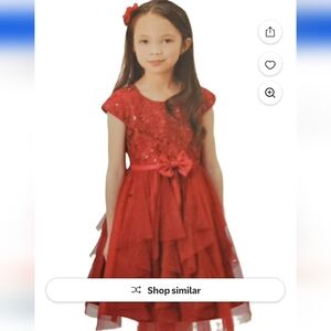 Jona Michelle Red Formal Kids Dress with Bow Size 8 Kdr3